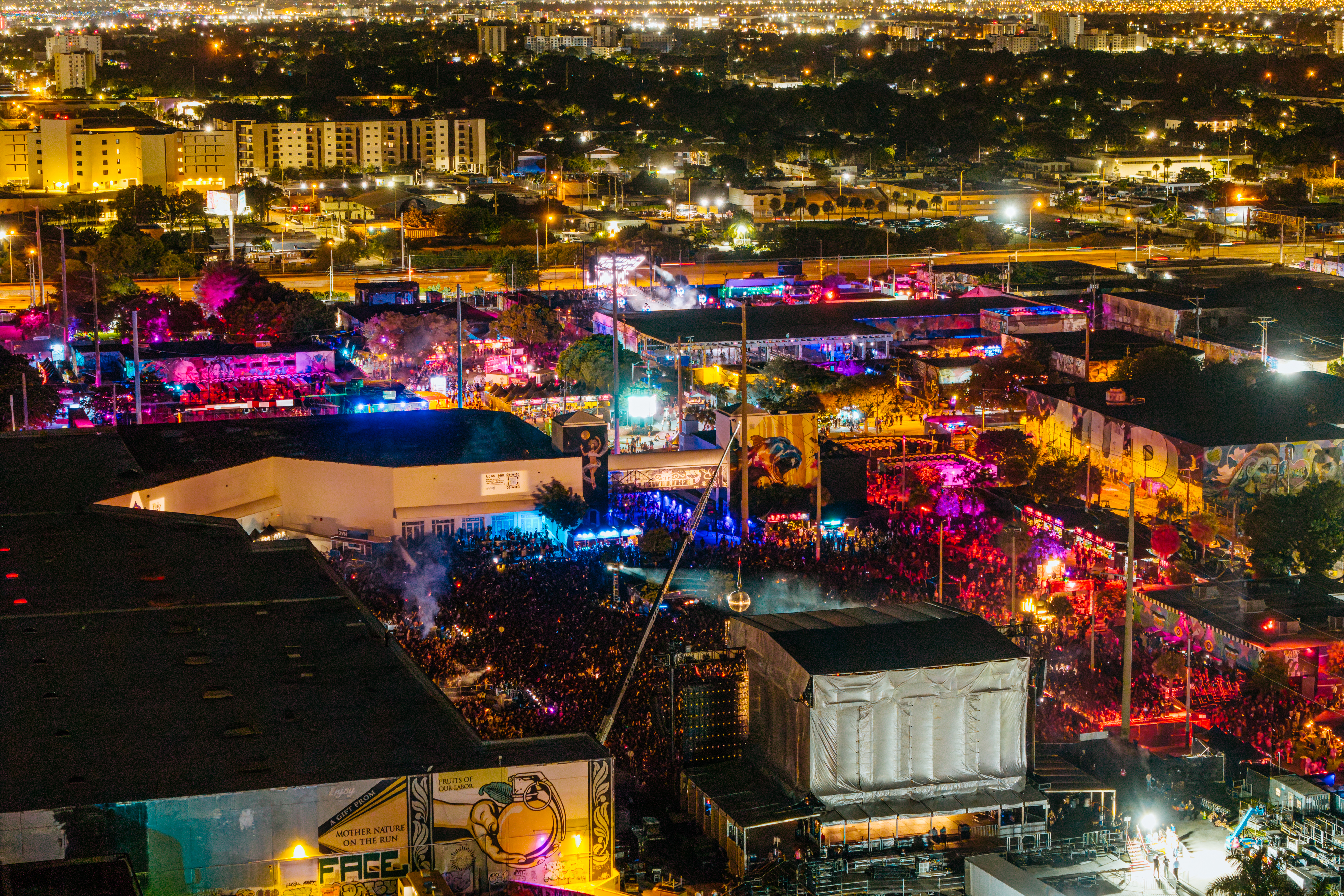 Mana Wynwood from above at night